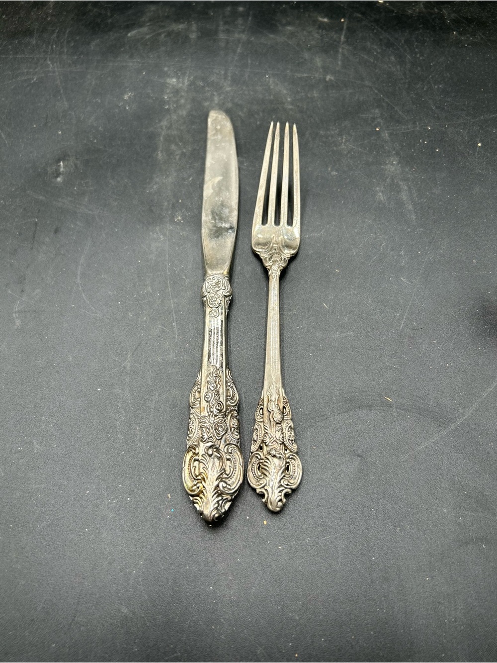 Godinger Baroque Ornate Silver-Tone Dinner Fork and Knife Set -